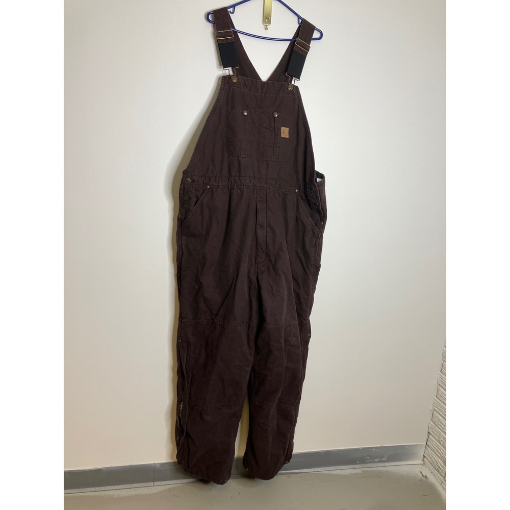Berne Bib Overalls Mens 2XL Tall Brown Excellent Insulated Quilted Lined B216DBN